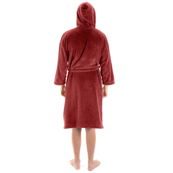 Bare Cotton 100 Microfiber Fleece Above Knee Bathrobe with Pockets and